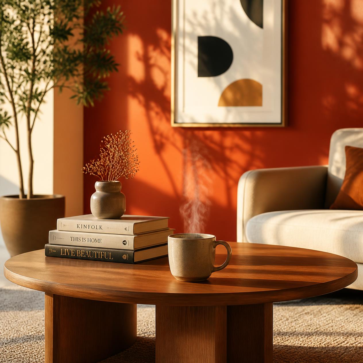 Mid-Century Oval Wood Coffee Table