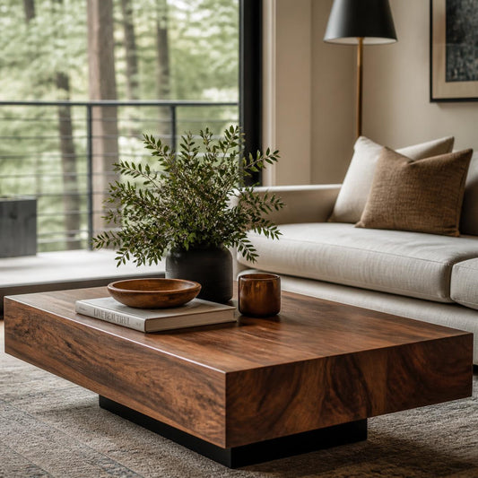 Modern Solid Wood Block Coffee Table
